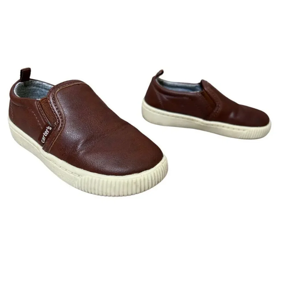 Carter's Unisex Monster Slip On Shoe Ricky Sneaker Brown Toddler 8M Faux Leather